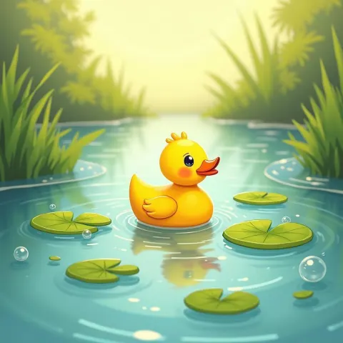 Yellow Rubber Duck on a Whiteboard Pond