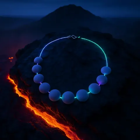 Matte Station Necklace Gleams on a Smoky