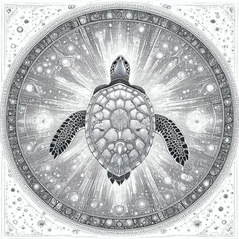 Celestial Turtles in Stark Black and White