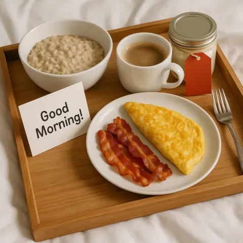 Breakfast Tray Featuring Oatmeal