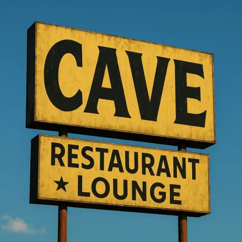 Vintage "Cave" Restaurant and Lounge Sign with Bold
