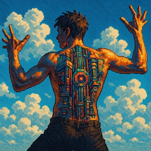 Person's Dramatic Theatrical Pose with Expressive Gestures Actively Interacts