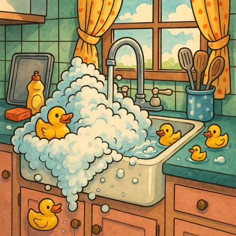 Envision a Lighthearted Setting Where a Kitchen Sink Brims