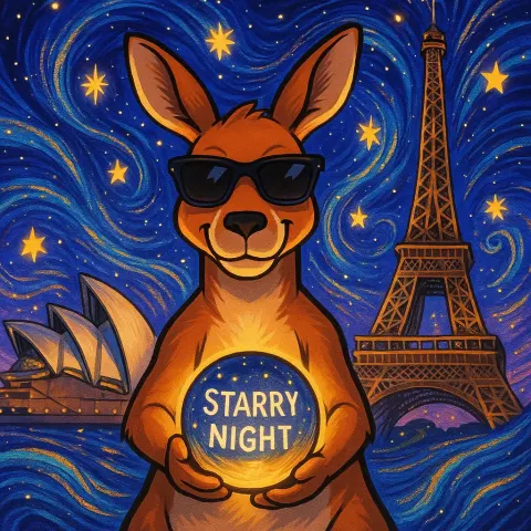 Anime-style Depiction of a Kangaroo Donning Sunglasses