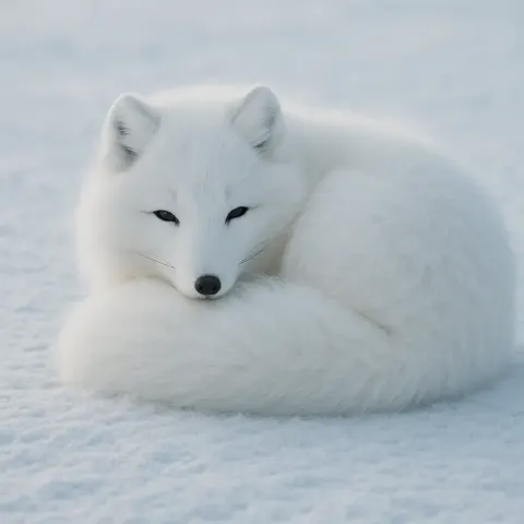 Winter-coated Arctic Fox Nestled in its Soft Fur