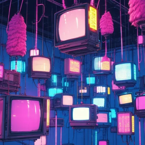 Retro Monitors Wrapped in Neon Pipe Cleaners