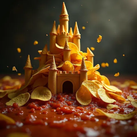 Tortilla Chip Castle on a Salsa River