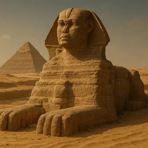 Historic Stone Sculpture of a Mythical Creature in the Egyptian
