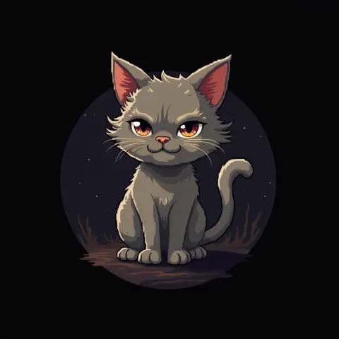Wrinkled Pixel Cat Logo on Sleek Black