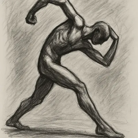 Figure Stands in an Energetic Pose
