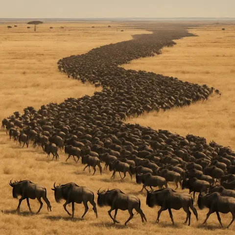 Vast Herd of Wildebeest