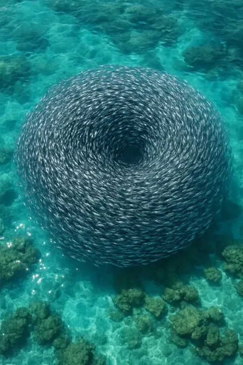 Countless Shimmering Fish Form a Massive