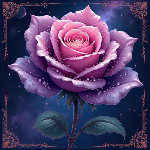 Cosmic Rose With Crystalline Nebula Petals