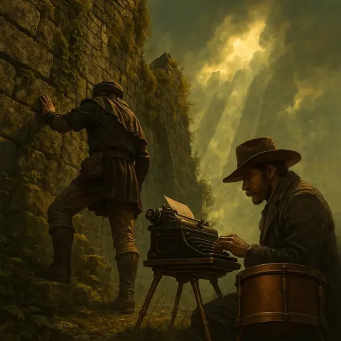 Explorer Clad in the Lower Sections of Fantasy Medieval Garb