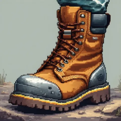 Rugged Work Boots in Eight Bit Detail