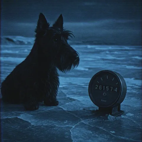 Scotch Terrier and Odometer on Arctic Ice