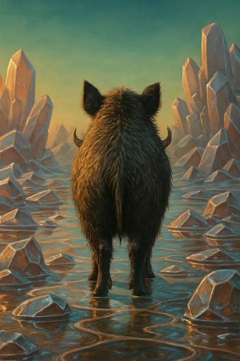 Single Massive Boar—distinguished by its Dense Shaggy Hair Coat