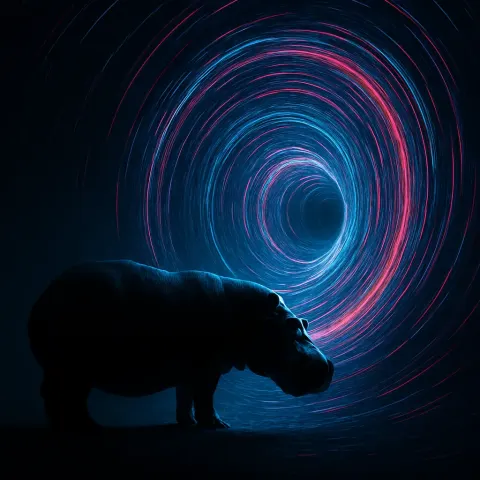 Lone Hippopotamus in Profile