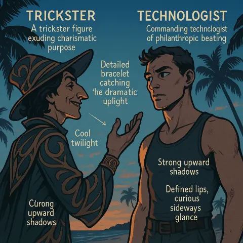 Trickster Figure Exuding Charismatic Purpose