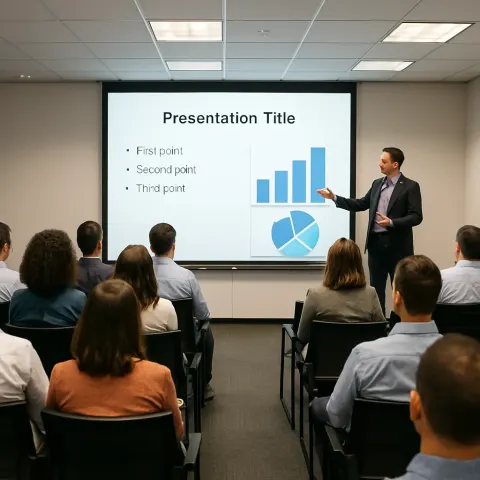 Group of People in a Conference Room Attending a Presentation