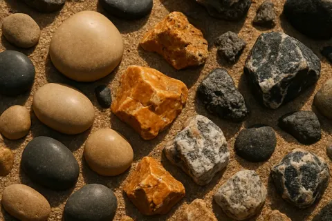 Ground Reveals a Variety of Rocks Scattered Throughout the Sandy