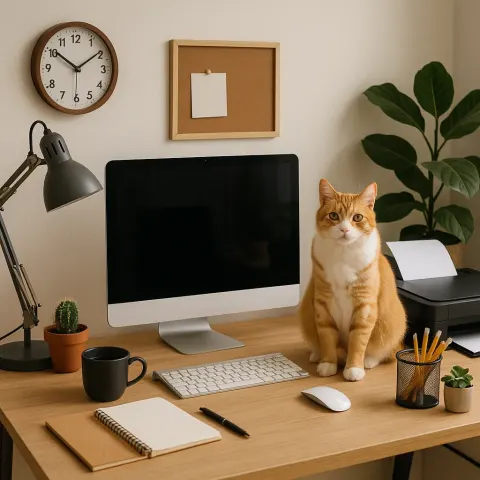 Home Office Desk with a Computer