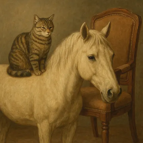 Horse Serves as a Resting Spot for a Cat