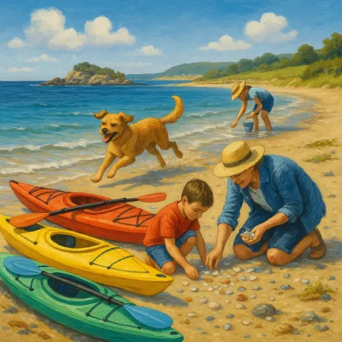 Seaside Setting Featuring Kayaks
