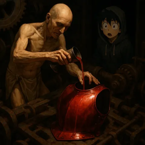Ageless Figure in a Loincloth Pours Ritualistically from a Goblet