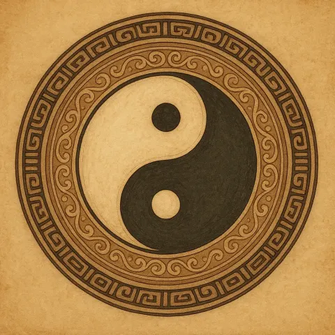 Round Medallion Representing Balance and Harmony as Emphasized in Taoist