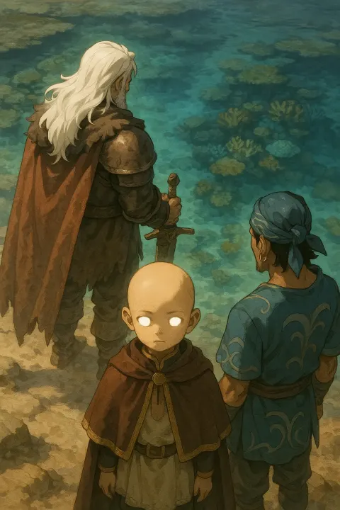 Bare-headed Anime-style Child of Implied Nobility Whose Eyes Emit