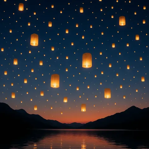 Thousands of Glowing Paper Lanterns Drift Skyward