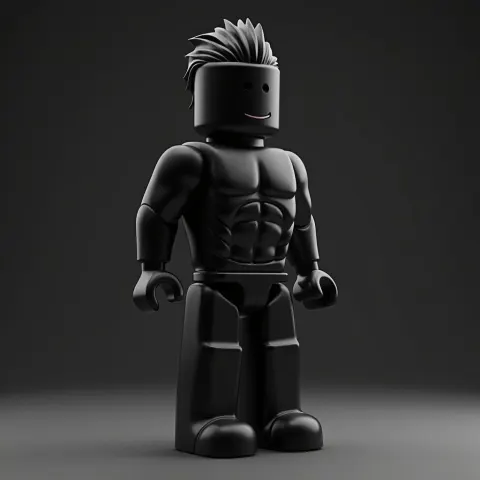 Gigachad Sculpted in Monochrome Roblox Style