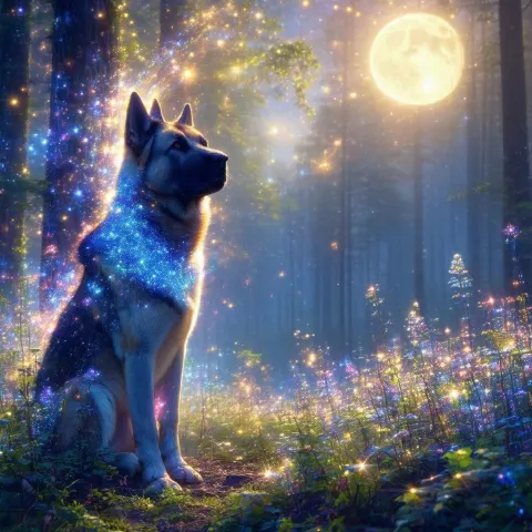 Kangal Dog Glowing in a Magical Forest