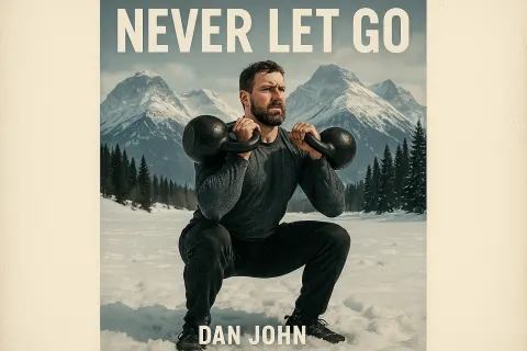 Man Exercises with Kettlebells in a Snowy Outdoor Landscape