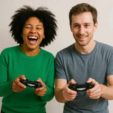 Two Individuals Are Standing While Playing a Video Game