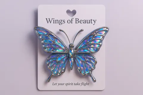 Highly Detailed 3D Rendering Showcasing a Crystalline Butterfly Brooch