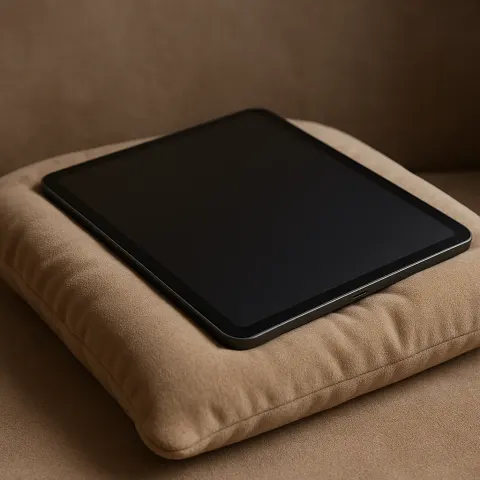 Tablet Placed on a Soft Cushion