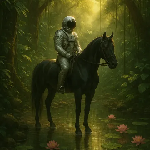 Surreal Depiction of an Astronaut Clad