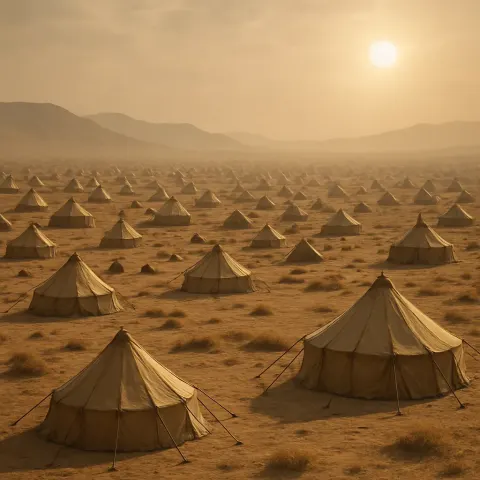 Sprawling Gathering of Numerous Nomadic Tents Dots a Vast