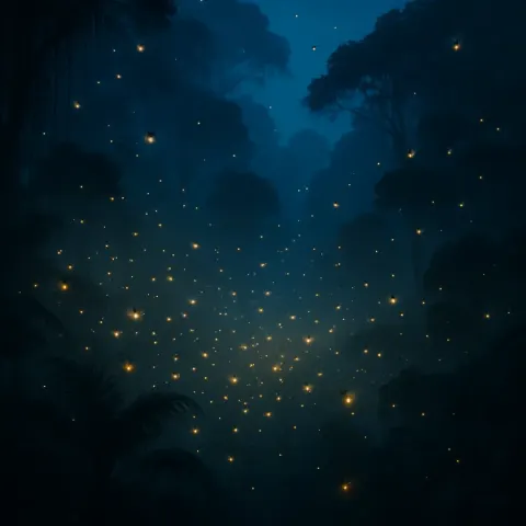 Vast Swarm of Bioluminescent Insects Illuminates a Dense