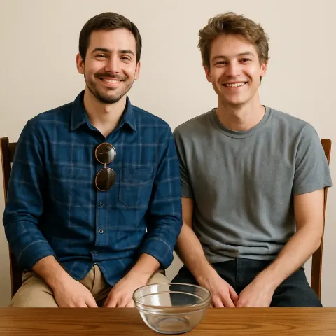 Two People Sit Side by Side