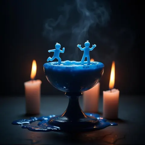 Tiny Divers on a Melted Candlelit Chalice
