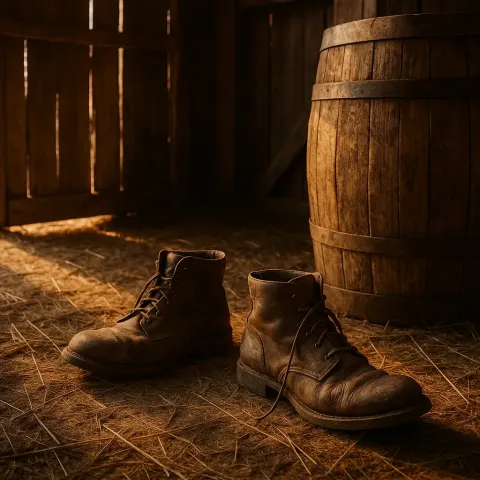 On a Barn Floor Scattered with Straw