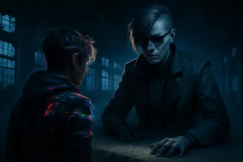 Non-binary Presenting Cyberpunk Figure