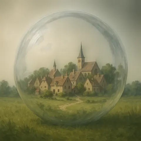 Colossal Clear Sphere Occupies the Foreground