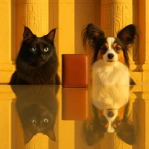 Three Disparate Elements—a Jet-black Angora of Luxurious Satin Angora Type