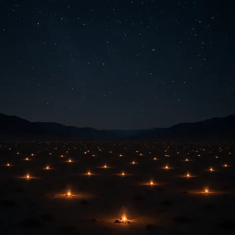 Countless Distant Campfires Twinkle Like Fallen Stars Across a Vast