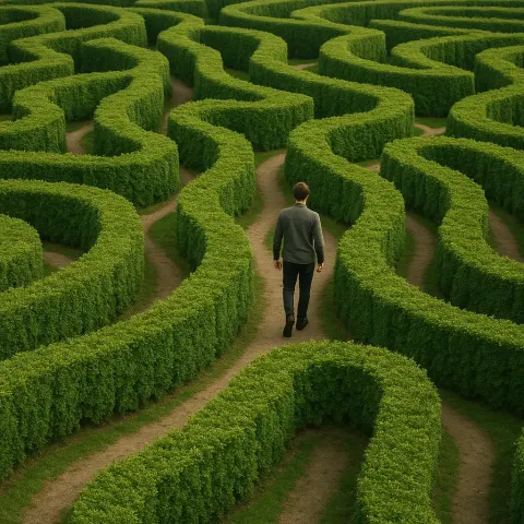 Intricate Network of Winding Trails Within the Garden Maze