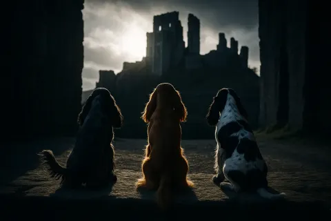 Three Cocker Spaniels—a Compact